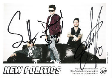 New Politics Rock Band Autographed 5x7 Photo ?Çô COA (David Boyd/Soren Hansen/Louis Vecchio/Danish) - CTBL_040350-Powers Sports Memorabilia