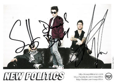 New Politics Rock Band Autographed 5x7 Photo ?Çô COA (David Boyd/Soren Hansen/Louis Vecchio/Danish) - CTBL_040351-Powers Sports Memorabilia