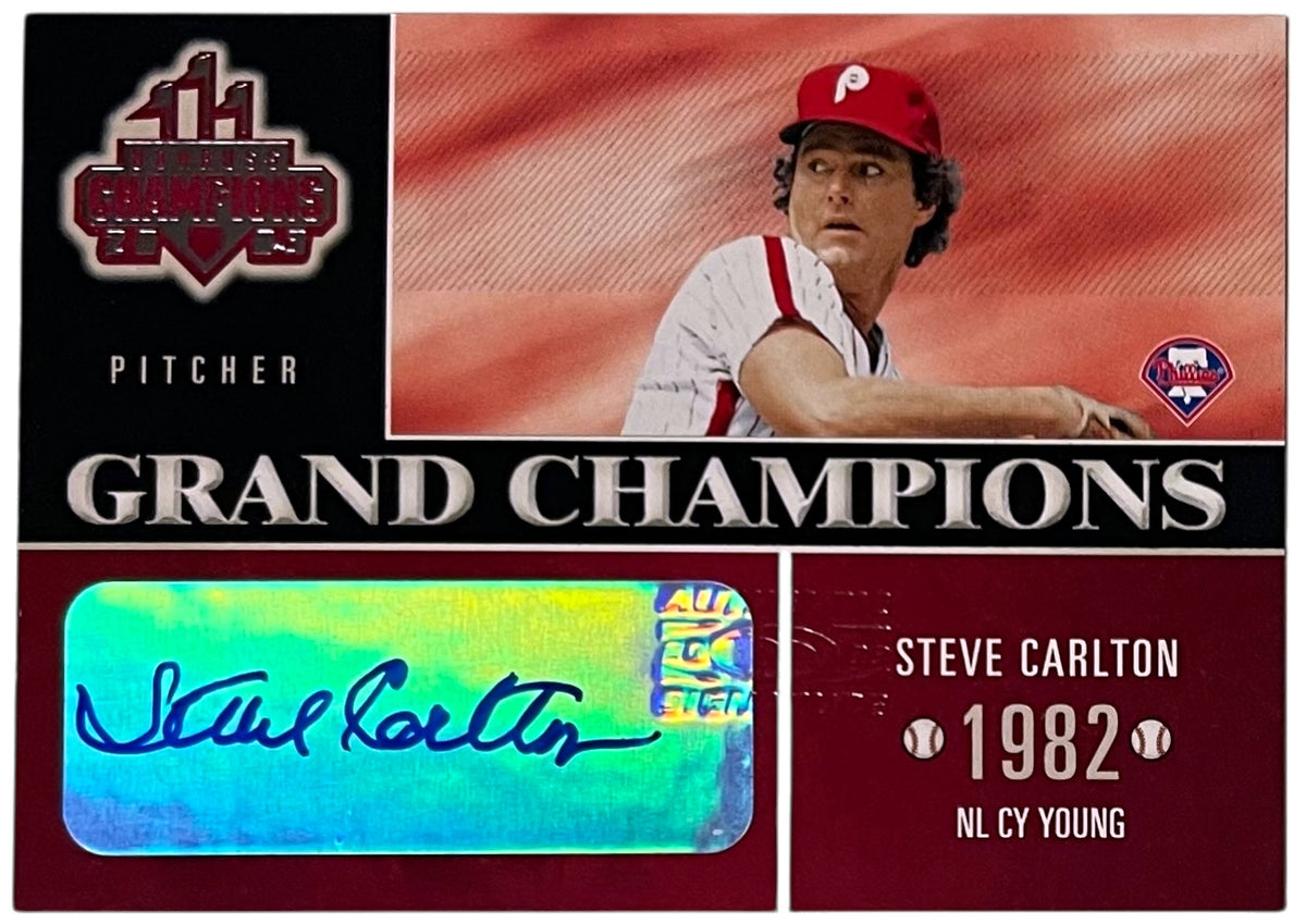 Steve Carlton Autographed 2003 Donruss Grand Champions Authentic Signatures Auto Card #GC-19 (Phillies/1982 CY)-Powers Sports Memorabilia