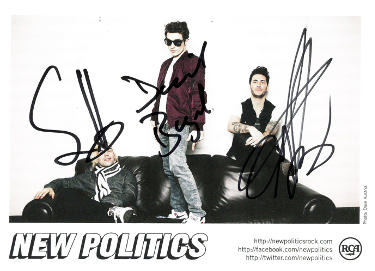 New Politics Rock Band Autographed 5x7 Photo ?Çô COA (David Boyd/Soren Hansen/Louis Vecchio/Danish) - CTBL_040372-Powers Sports Memorabilia