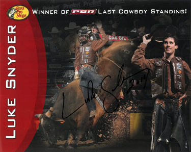 Luke Snyder Autographed Professional Bull Riders Last Cowboy Standing 8x10 Photo 2016- COA-Powers Sports Memorabilia