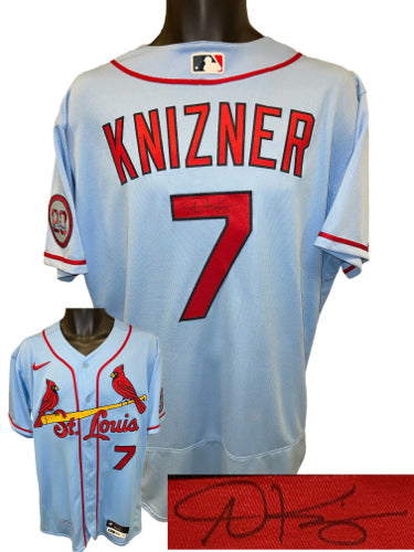 Andrew Knizner Autographed St. Louis Cardinals Nike MLB Authentic Collection Blue Team Issued #7 Jersey SZ 46?Çô MLB Certified Hologram-Powers Sports Memorabilia