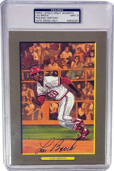 Lou Brock Autographed St. Louis Cardinals Perez Steele Great Moments #66- PSA/DNA Slabbed Authentic/Auto Mint 9-Powers Sports Memorabilia