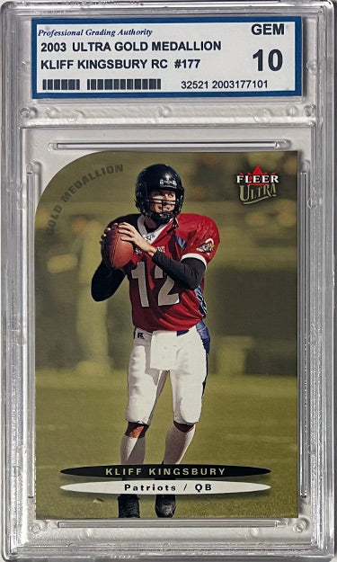 Kliff Kingsbury 2003 Ultra Gold Medallion Die Cut Patriots Football Card #177- Professional Grading Authority Graded 10 Gem Mint-Powers Sports Memorabilia