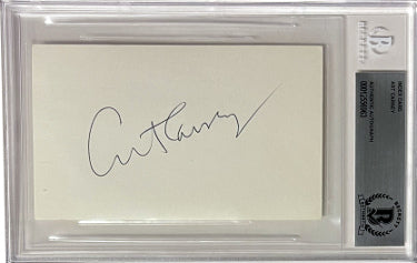 Art Carney Autographed 3x5 Index Card- Beckett/BAS Encapsulated (The Honeymooners/Harry and Tonto/Academy Awards) - CTBL_040447-Powers Sports Memorabilia