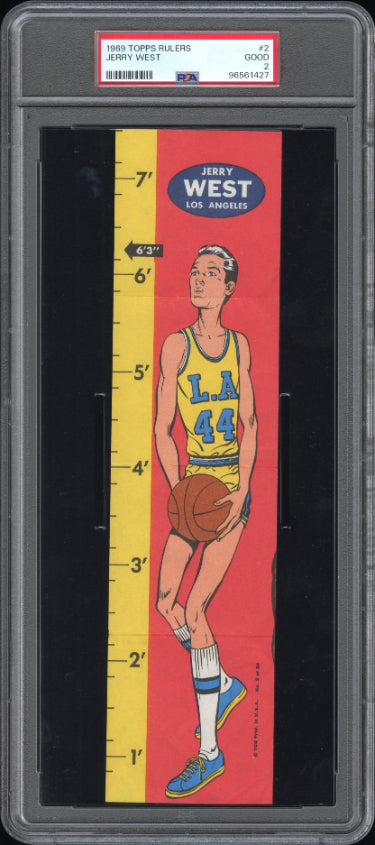 Jerry West 1969-70 Topps Basketball Rulers #2- PSA Graded 2 Good (Los Angeles Lakers)-Powers Sports Memorabilia