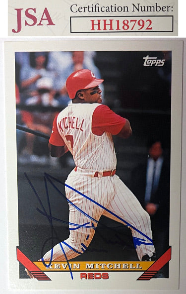 Kevin Mitchell Autographed 1993 Topps Traded Baseball On Card Auto #112T- JSA #HH18792 (Cincinnati Reds)-Powers Sports Memorabilia
