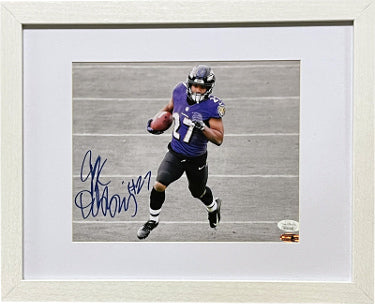 JK/J.K. Dobbins Autographed Baltimore Ravens 8 x 10 #27 Photograph Custom Framing- JSA Witnessed #WIT314193-Powers Sports Memorabilia