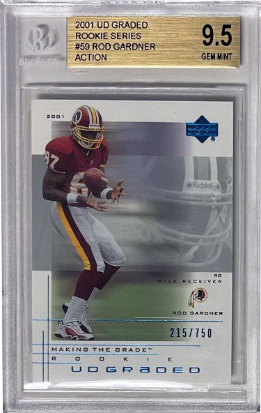 Rod Gardner 2001 Upper Deck Rookie Series Action Card (RC) #59-/750- Beckett/BGS Graded 9.5 Gem Mint (w/ Sub Grades/Washington)-Powers Sports Memorabilia
