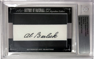Al Barlick Autographed 2012 Leaf Cut Signature History of Baseball Edition Card- Beckett Encapsulated (NL Umpire/HOF)-Powers Sports Memorabilia