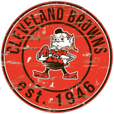 Cleveland Browns NFL 23.5" Distressed Round Fan Creations Sign - NEW-Powers Sports Memorabilia