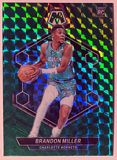 Brandon Miller 2023-24 Panini Mosaic Green Prizm Rookie Card (RC) #202 (Charlotte Hornets)-Powers Sports Memorabilia