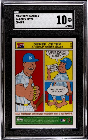 Derek Jeter 2003 Bazooka Comics Card #6- SGC Graded 10 Gem Mint (New York Yankees/HOF)-Powers Sports Memorabilia