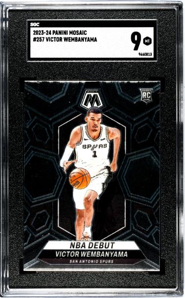 Victor Wembanyama 2023-24 Panini Mosaic Rookie Card (RC) #257- SGC Graded 9 Mint (San Antonio Spurs)-Powers Sports Memorabilia