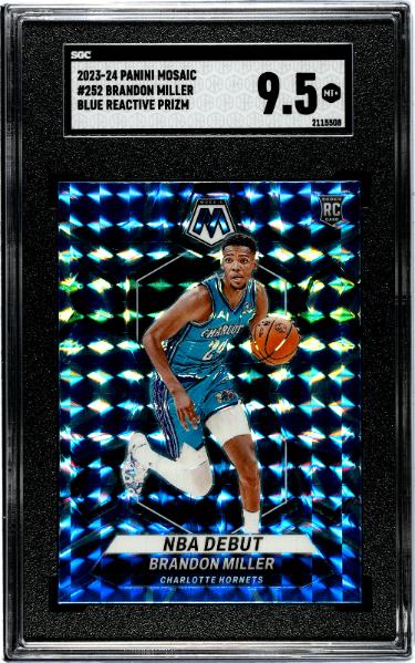 Brandon Miller 2023-24 Panini Mosaic Blue Reactive Prizm Rookie Card (RC) #17- SGC Graded 9.5 Mint+ (Charlotte Hornets)-Powers Sports Memorabilia