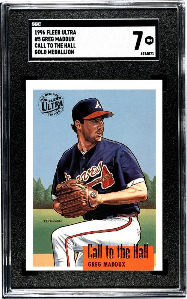 Greg Maddux 1996 Fleer Ultra Call to the Hall Gold Medallion Card #5- SGC Graded 7.5 NM (Atlanta Braves/HOF)-Powers Sports Memorabilia