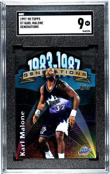 Karl Malone 1997-98 Topps Generations Die-Cut Card #G7- SGC Graded 9 Mint (Utah Jazz/HOF)-Powers Sports Memorabilia
