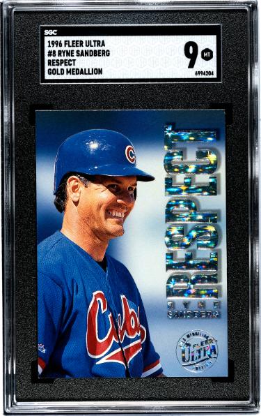 Ryne Sandberg 1996 Fleer Ultra Respect Gold Medallion Card #8- SGC Graded 9 Mint (Cubs/HOF)-Powers Sports Memorabilia