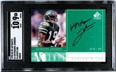 Keyshawn Johnson Autographed 1998 UD SP Authentic Player's Ink Green Rookie On Card Auto (RC) #KJ- SGC Graded 9 MT/10 Auto (NY Jets)-Powers Sports Memorabilia