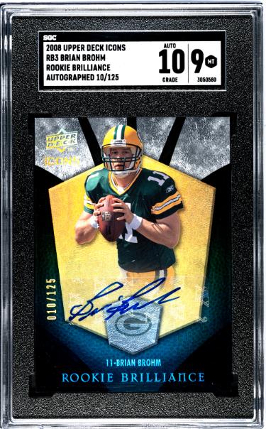 Brian Brohm Autographed 2008 Upper Deck Icons Rookie Brilliance Auto Card #R83- /125- SGC Graded 9 MT/10 Auto (Packers/Louisville)-Powers Sports Memorabilia