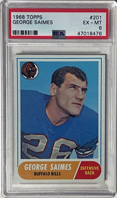 George Saimes 1968 Topps Card #201- PSA Graded 6 EX-MT (Buffalo Bills)-Powers Sports Memorabilia