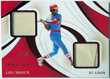 Lou Brock 2020 Panini Immaculate Collection Dual Game Worn Relic Card #ID-LB- /49 (Cardinals/HOF)-Powers Sports Memorabilia