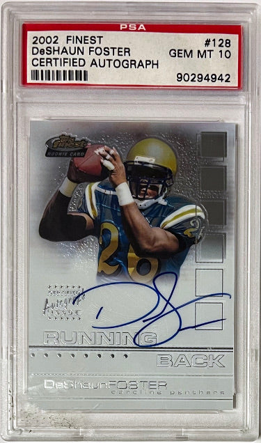 DeShaun Foster 2002 Topps Finest Certified Autograph Rookie On Card Auto #128- /1200- PSA Graded 10 Gem Mint (UCLA Bruins)-Powers Sports Memorabilia