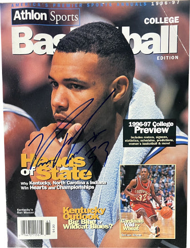 Ron Mercer Autographed 1996-97 College Preview Magazine- imperfect- COA (Kentucky Wildcats)-Powers Sports Memorabilia