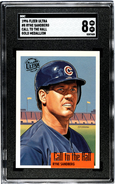 Ryne Sandberg 1996 Fleer Ultra Call to the Hall Gold Medallion Card #8- SGC Graded 8 NM-MT (Cubs/HOF)-Powers Sports Memorabilia