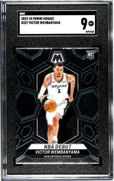 Victor Wembanyama 2023-24 Panini Mosaic Rookie Card (RC) #257- SGC Graded 9 Mint (San Antonio Spurs) - CTBL_040713-Powers Sports Memorabilia