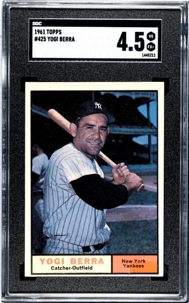 Yogi Berra 1961 Topps Card #425- SGC Graded 4.5 VG-EX+ (Yankees/HOF)-Powers Sports Memorabilia