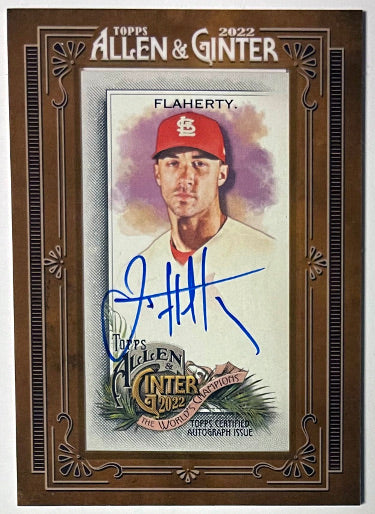 Jack Flaherty Autographed 2022 Topps Allen & Ginter Mini Framed On Card Auto #MA-JF (St. Louis Cardinals)-Powers Sports Memorabilia
