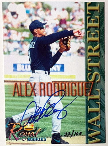 Alex Rodriguez Autographed 2000 Royal Rookies Wall Street Promo On Card Auto- /100 (Seattle Mariners)-Powers Sports Memorabilia