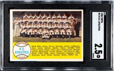 1958 Topps Kansas City Athletics Team Check List Card #174- SGC Graded 2.5 Good+ (Mark)-Powers Sports Memorabilia