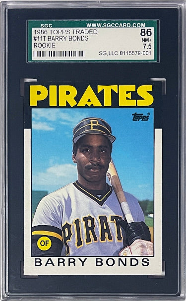 Barry Bonds 1986 Topps Traded Rookie Card (RC) #11T- SGC Graded 7.5 NM+/86 (Pittsburgh Pirates)-Powers Sports Memorabilia
