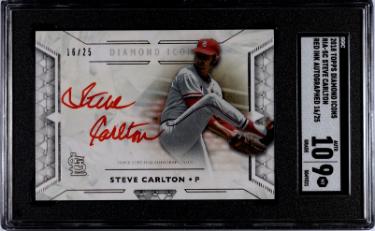 Steve Carlton Autographed 2018 Topps Diamond Icons Red Ink On Card Auto #RIA-SC- /25- SGC Graded 9 Mint/10 Auto (Cardinals/HOF)-Powers Sports Memorabilia