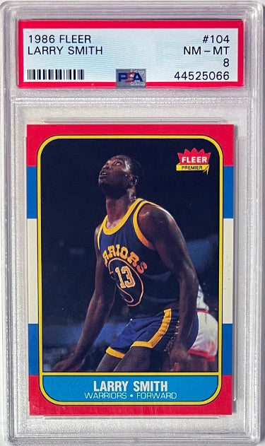 Larry Smith 1986-87 Fleer Card #104- PSA Graded 8 NM-MT (Golden State Warriors)-Powers Sports Memorabilia
