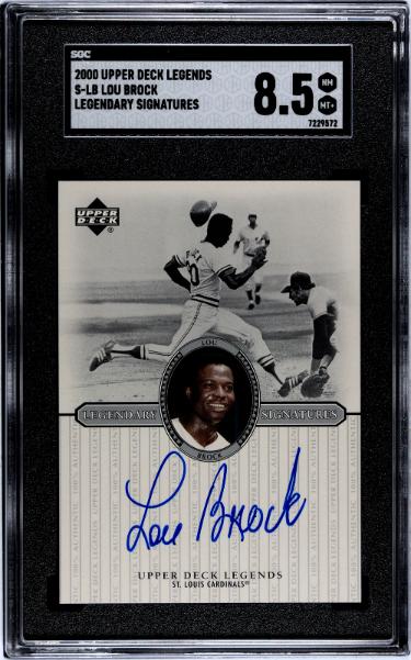 Lou Brock Autographed 2000 Upper Deck Legends Legendary Signatures On Card Auto #S-LB- SGC Graded 8.5 NM-MT+ (Cardinals/HOF)-Powers Sports Memorabilia