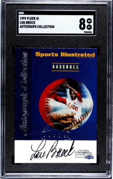 Lou Brock Autographed 1999 Fleer Sports Illustrated Autograph Collection Certified On Card Auto- SGC Graded 8 NM-MT+ (Cardinals/HOF)-Powers Sports Memorabilia