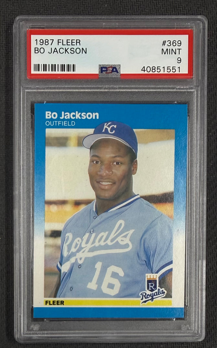 Bo Jackson 1987 Fleer Kansas City Royals Baseball RC Rookie Card #369 Graded PSA 9 Cert #40851551-Powers Sports Memorabilia