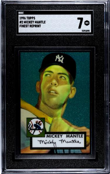 Mickey Mantle 1996 Topps Finest Reprint 1952 RC Card #2- SGC Graded 7 NM (Yankees/HOF)-Powers Sports Memorabilia
