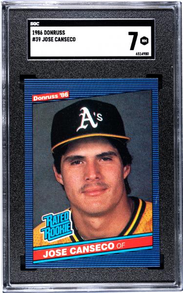 Jose Canseco 1986 Donruss Rated Rookie Card (RC) #39- SGC Graded 7 NM (Oakland A's)-Powers Sports Memorabilia