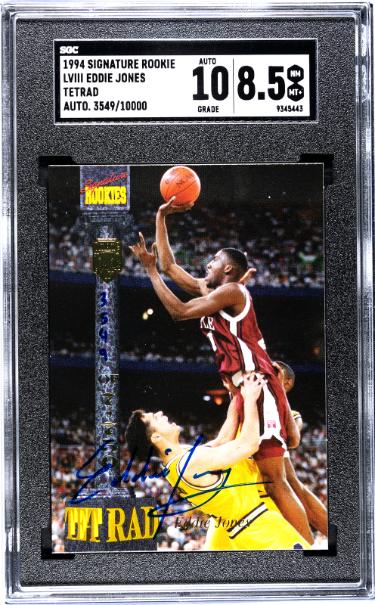 Eddie Jones Autographed 1994 Signature Rookie Tetrad On Card Auto (RC) #LVIII- /10000- SGC Graded 8.5 NM-MT+/10 Auto (Temple/Lakers/3-Powers Sports Memorabilia