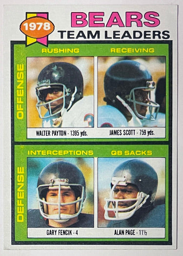 1979 Topps Chicago Bears Team Leaders Card #132- Walter Payton/Alan Page/Gary Fencik/James Scott-Powers Sports Memorabilia