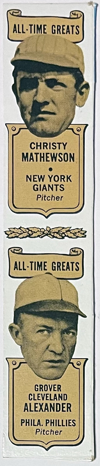 1969-70 Bazooka Bubble Gum All-Time Greats HOF Card 2-card panel ?Çô Christy Mathewson NY Giants/Grover Alexander Phil Phillies-Powers Sports Memorabilia