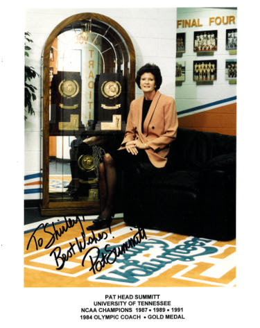Pat Summitt Autographed 1987-88-91 Tennessee Lady Vols National Champs/1984 Olympic Gold Medal 8x10 Photo?Çô To: Shirley?Çô COA-Powers Sports Memorabilia