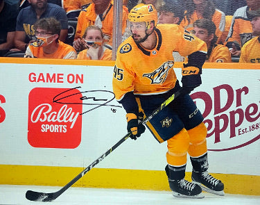 Alexandre Carrier Autographed Nashville Predators 16x21 Stretched Canvas #45- COA-Powers Sports Memorabilia