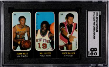 Jerry West/Willis Reed/Chet Walker 1971-72 Topps Sticker/Card #31/32/33- SGC Graded 8 NM-MT-Powers Sports Memorabilia