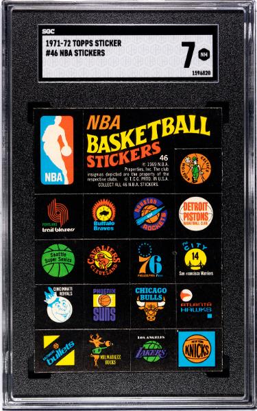 1971-72 Topps NBA Sticker/Card #46- SGC Graded 7 NM-Powers Sports Memorabilia