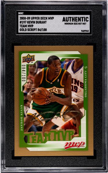 Kevin Durant 2008-09 Upper Deck Team MVP Gold Script Card #197- /100- SGC Slabbed Authentic (Minimum Size/SuperSonics/2nd Year)-Powers Sports Memorabilia